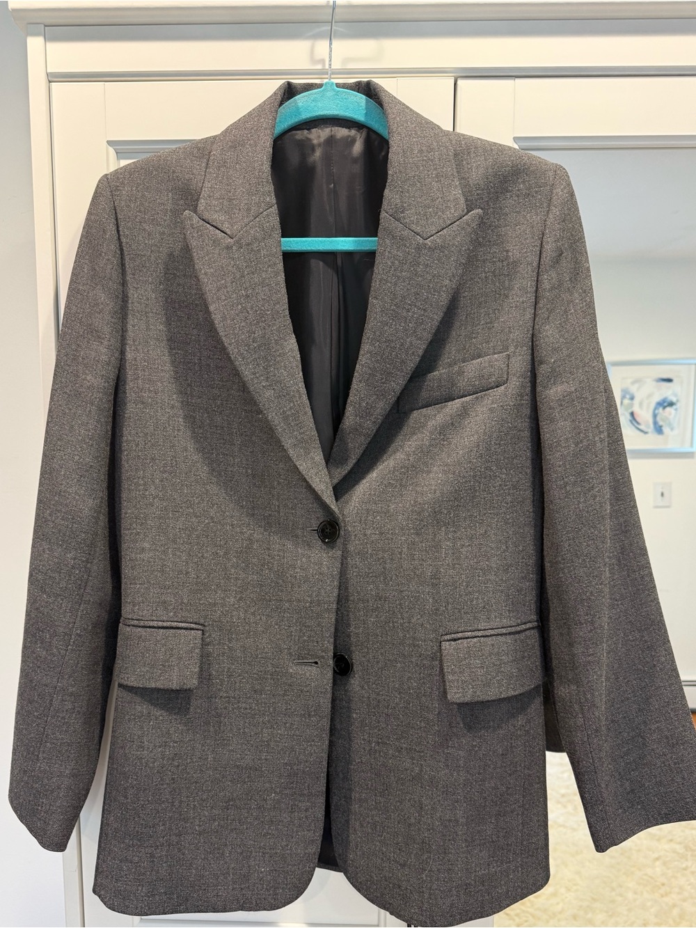 Mango Woman’s Charcoal Gray Single-Breasted Blazer